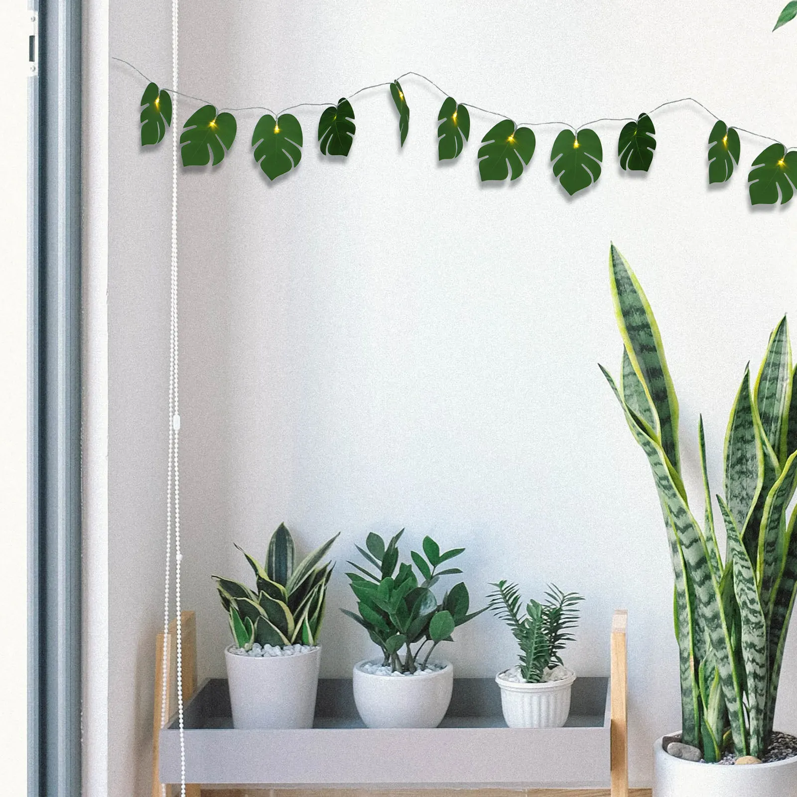 

Набор из 1 шт. модных светодиодных гирлянд с дизайном в виде листьев, мягкий теплый свет, для праздников и вечеринок, для декора внутри и снаружи помещений, подвесные украшения