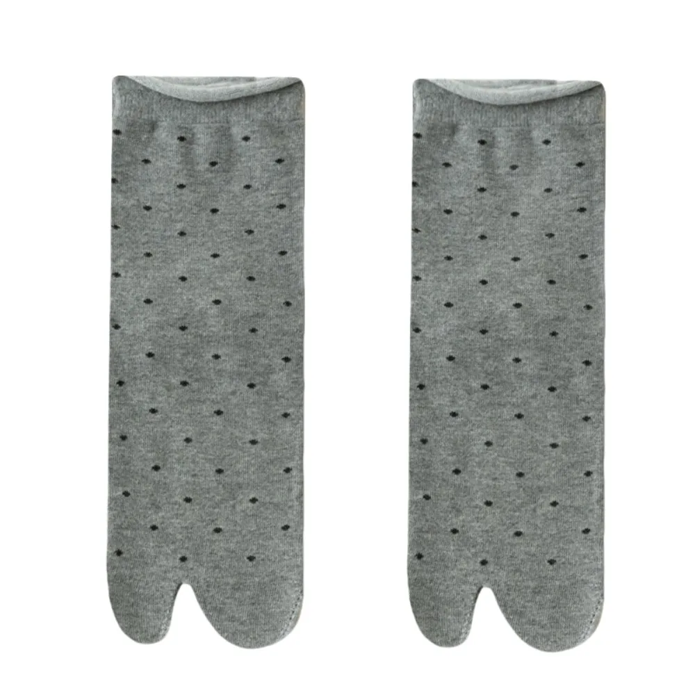 

Simple Dots Two Toe Tube Socks Ruffle Cotton Separate Toe Socks Thin Hosiery Mid-calf Socks for 2Pairs Girl