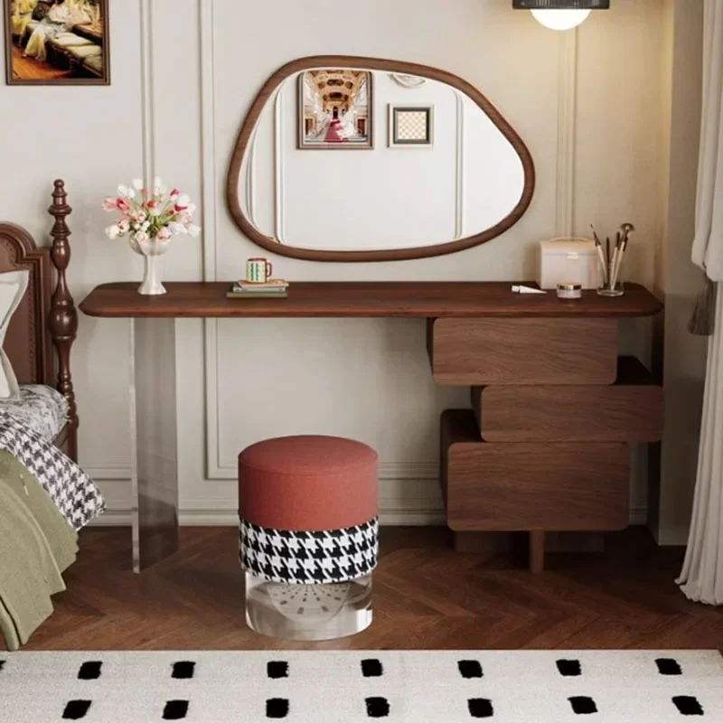 

Makeup Storage Dresser Sets Nordic Luxury Mirrors Bedroom Girls Dressing Table Cabinet Modern Meuble Coiffeuse Bedroom Furniture
