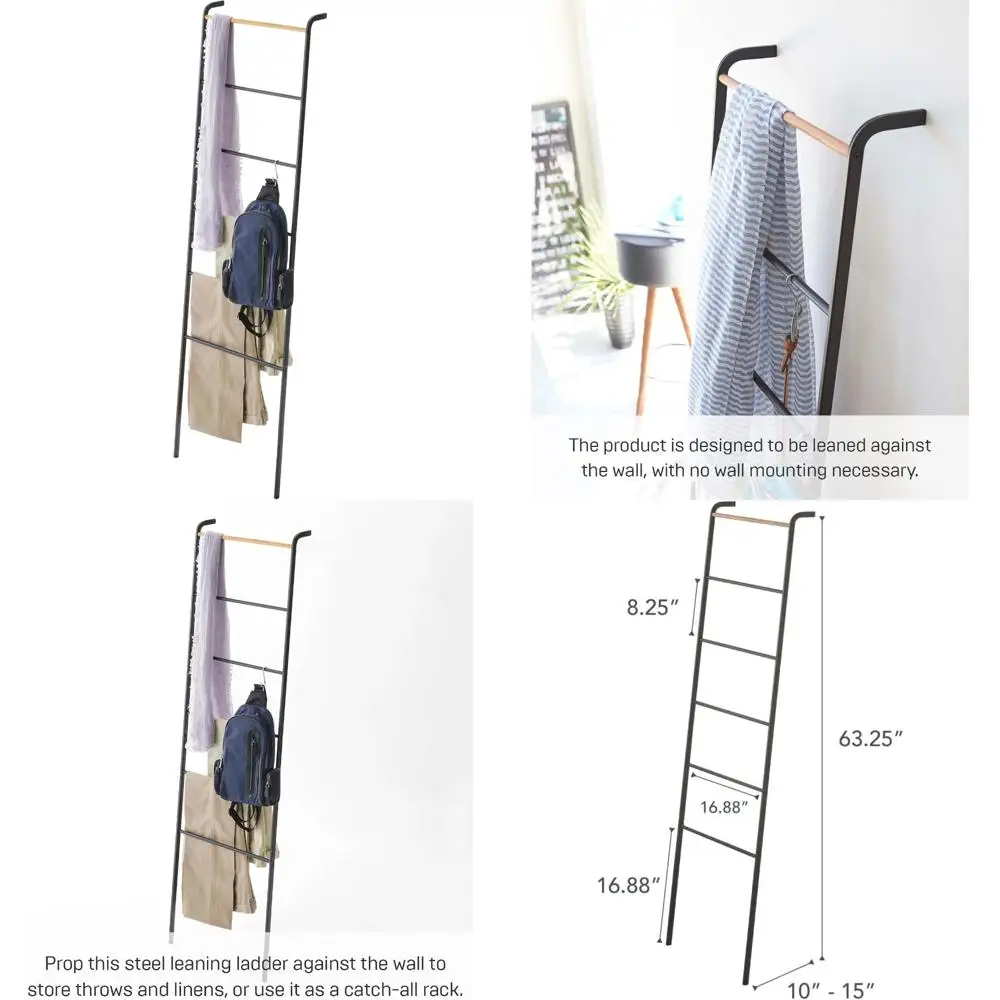 

Space-Saving Black Steel Leaning Ladder Shelf by Yamazaki Home