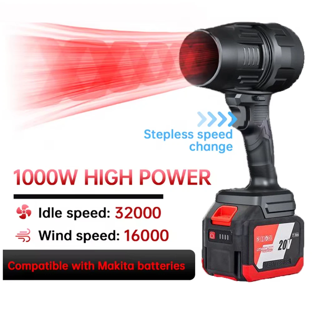 

1000W Turbo Fan Violent Air Gun Electric Turbo Blowers Jet Fan Stepless Speed Car Dryer Handheld Dust Blowing Tool Dust Blower