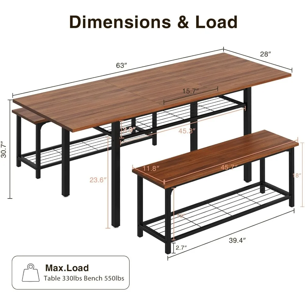 Set de table à manger 3 pièces, table à manger extensible pour 6 à 8 personnes, ensemble de restaurant de style bohème à six prêts hypothécaires