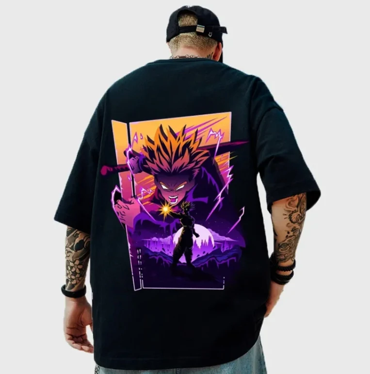 تي شيرت Dragon Ball الرجالي Anime Street إصدار فضفاض تي شيرت صيفي كاجوال قطني لصيف 2025