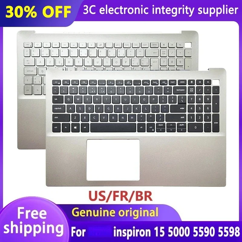 

Original US/FR/BR Keyboard for 15 5000 5590 5598 0DV7T7 Laptop Palmrest Upper Cover Top Case Backlit keyboard Replacement