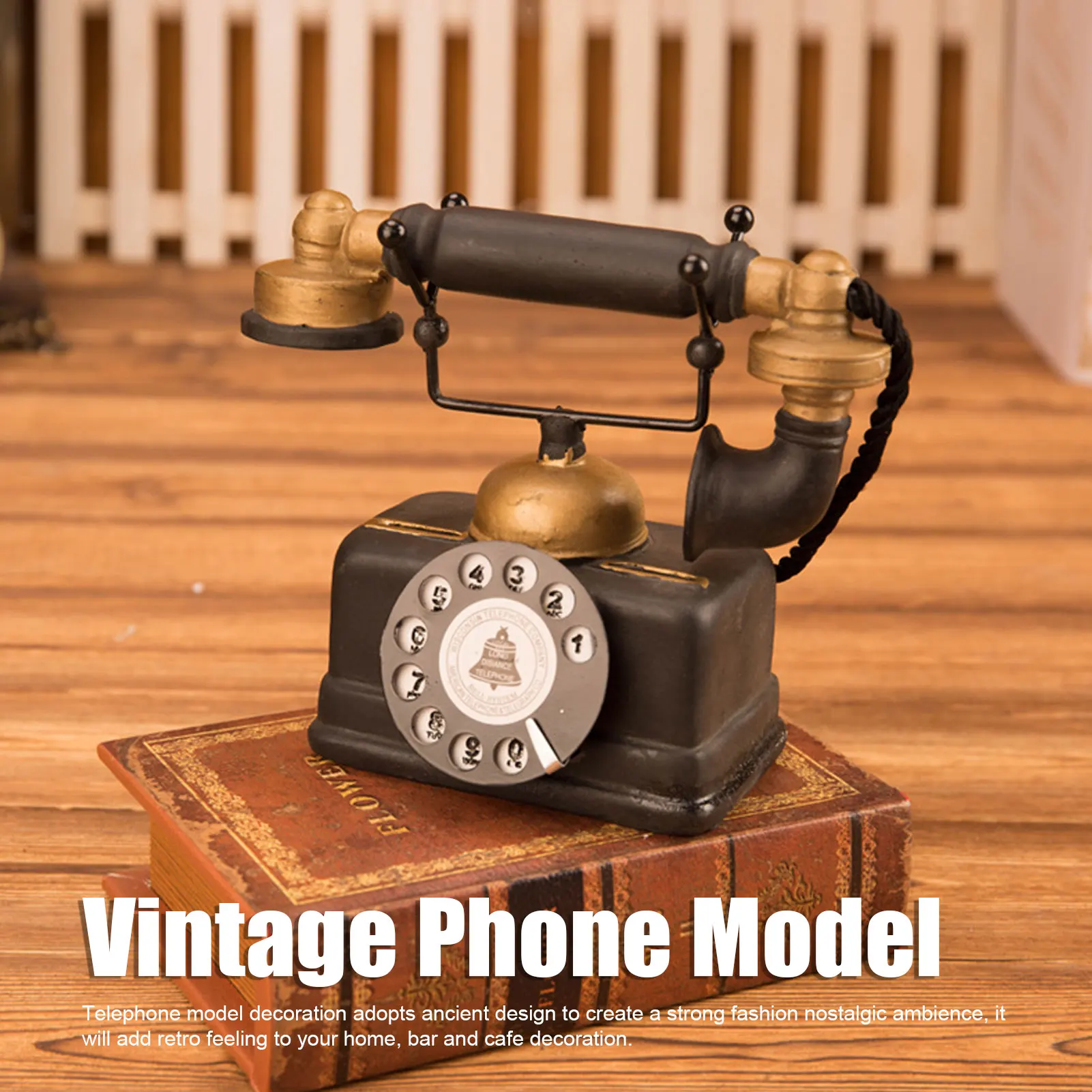 【New】Large Retro Decorative Phone Model Resin Vintage Rotary Telephone Decor Statue Decoration for Cafe Bar Window Decor