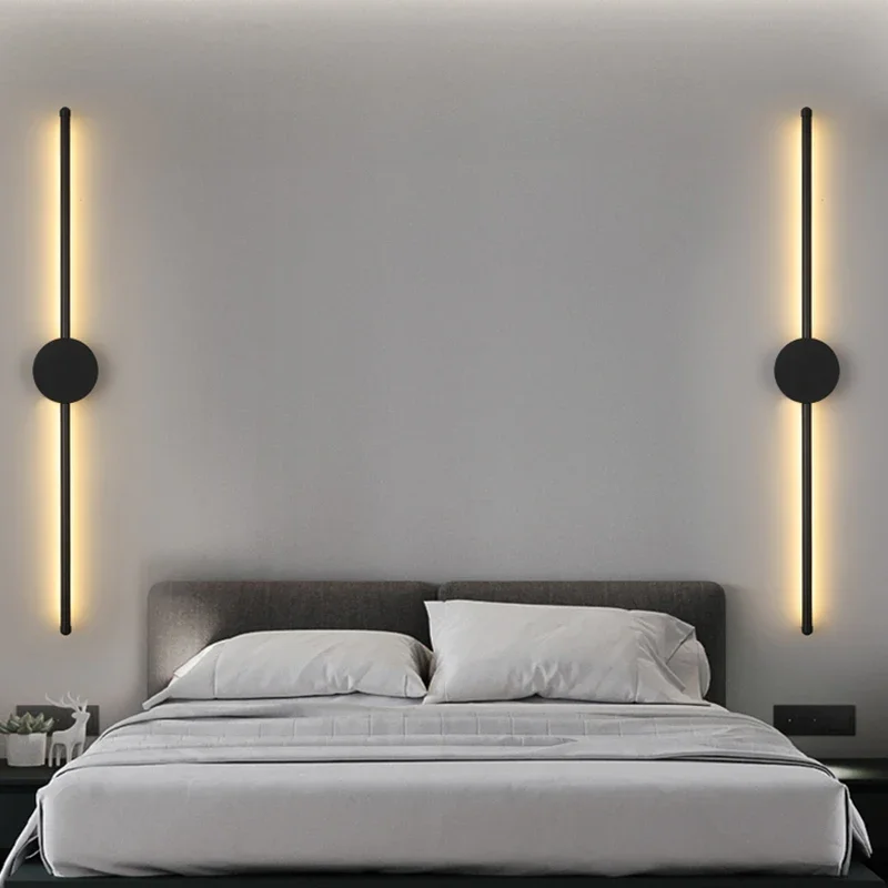 Wall Light Modern Long LED Light Black I-Shaped Wall Lamp Bedroom Living Room Corridor Interior Lights Home Decor Lighting