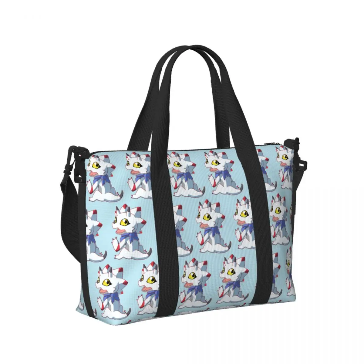 

Custom Gammamon Digimon Beach Travel Bag Large Capacity Tote Bags for Gym Sport Women Shopping Duffle Shoulder Bag