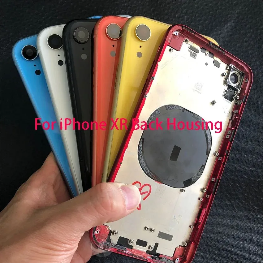 Back Door Rear Housing Cover, Battery Replacement for iPhone XR, With Side Button + Logo, High Quality, Free Gift