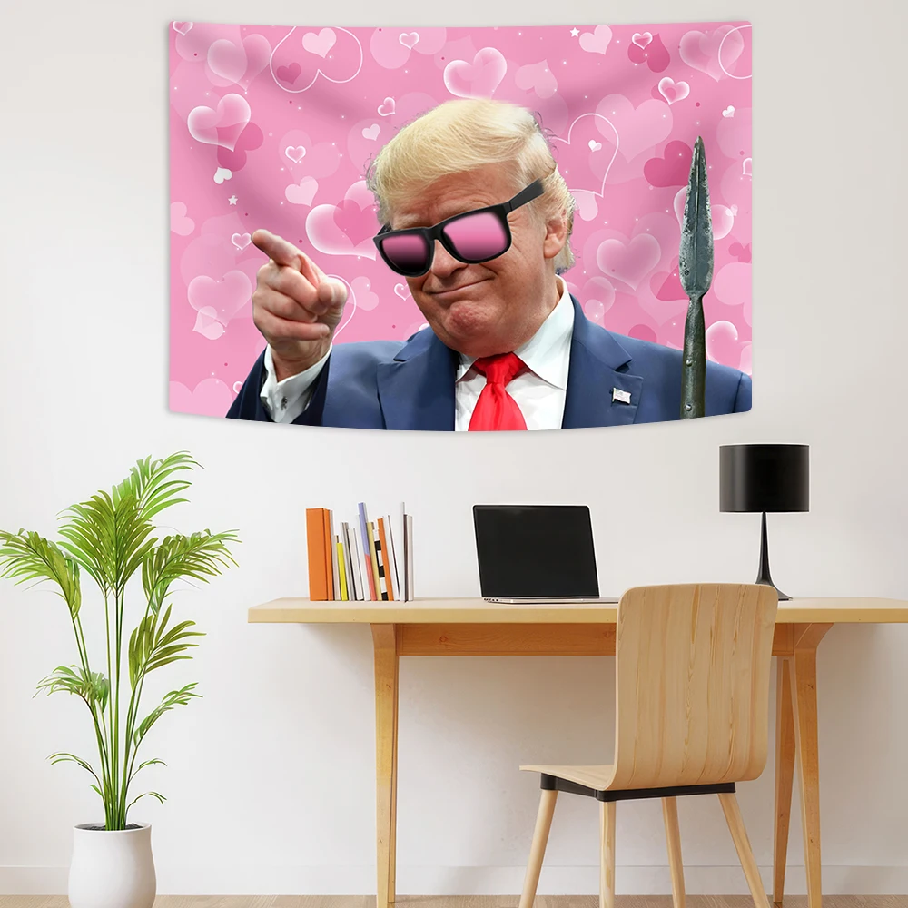 90x150cm Funny Trump  pink Tapestry Background Wall For Bedroom Living Room Decor College Dorm Banner