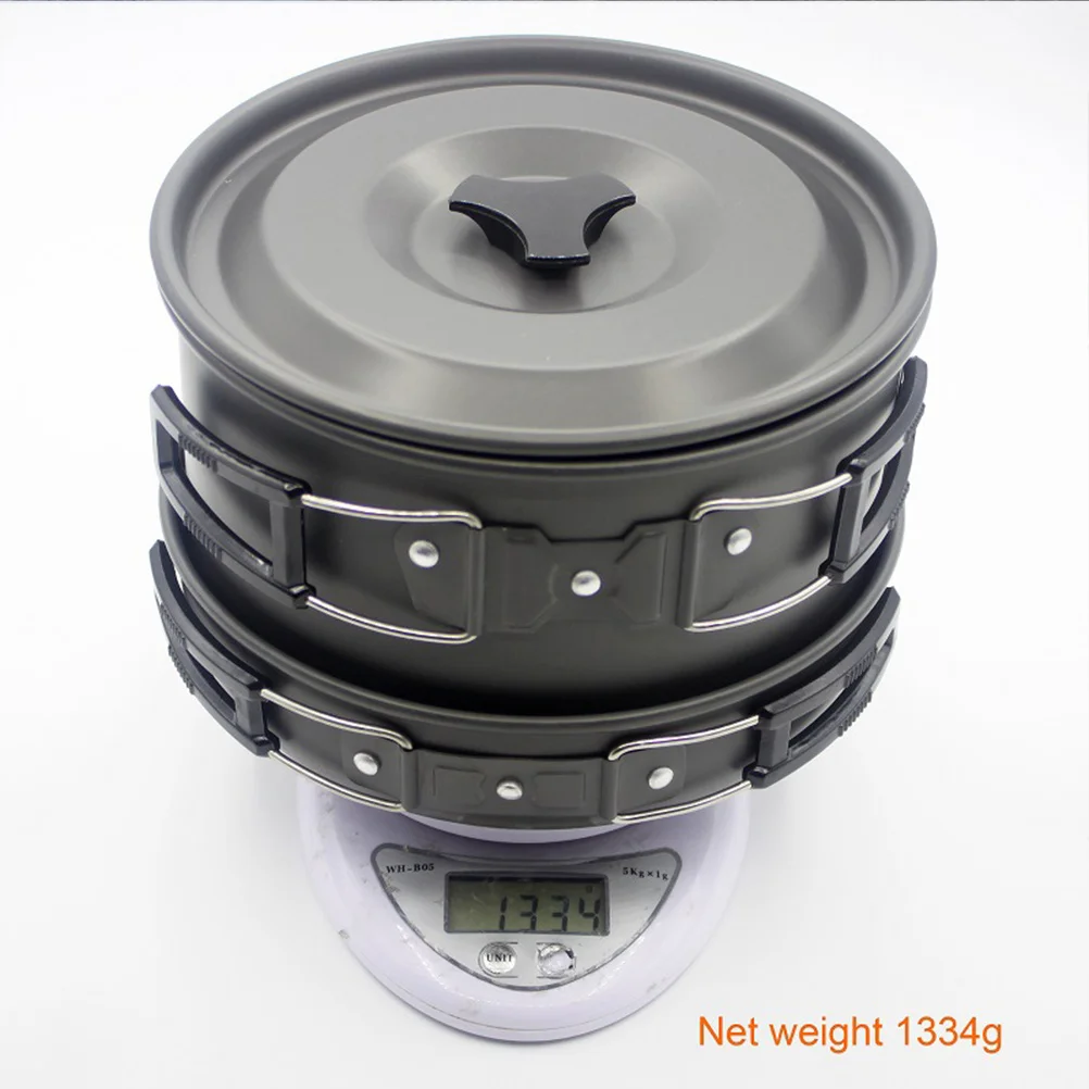

1 Set Camping Picnic Cookware Picnic Pots And Pans Outdoor Cooking Tool Portable and Conveneint for 4-5 People Use (Black)