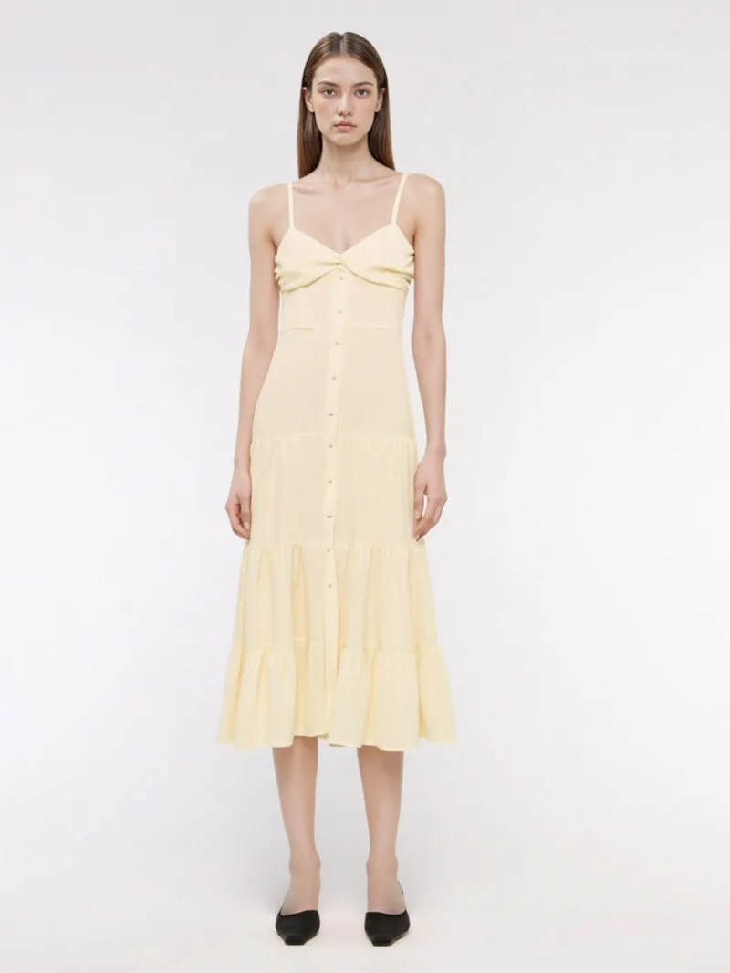 Novedad de verano, vestido Midi informal a rayas sin mangas con tirantes y espalda descubierta para mujer, vestidos de moda para mujer WMA8