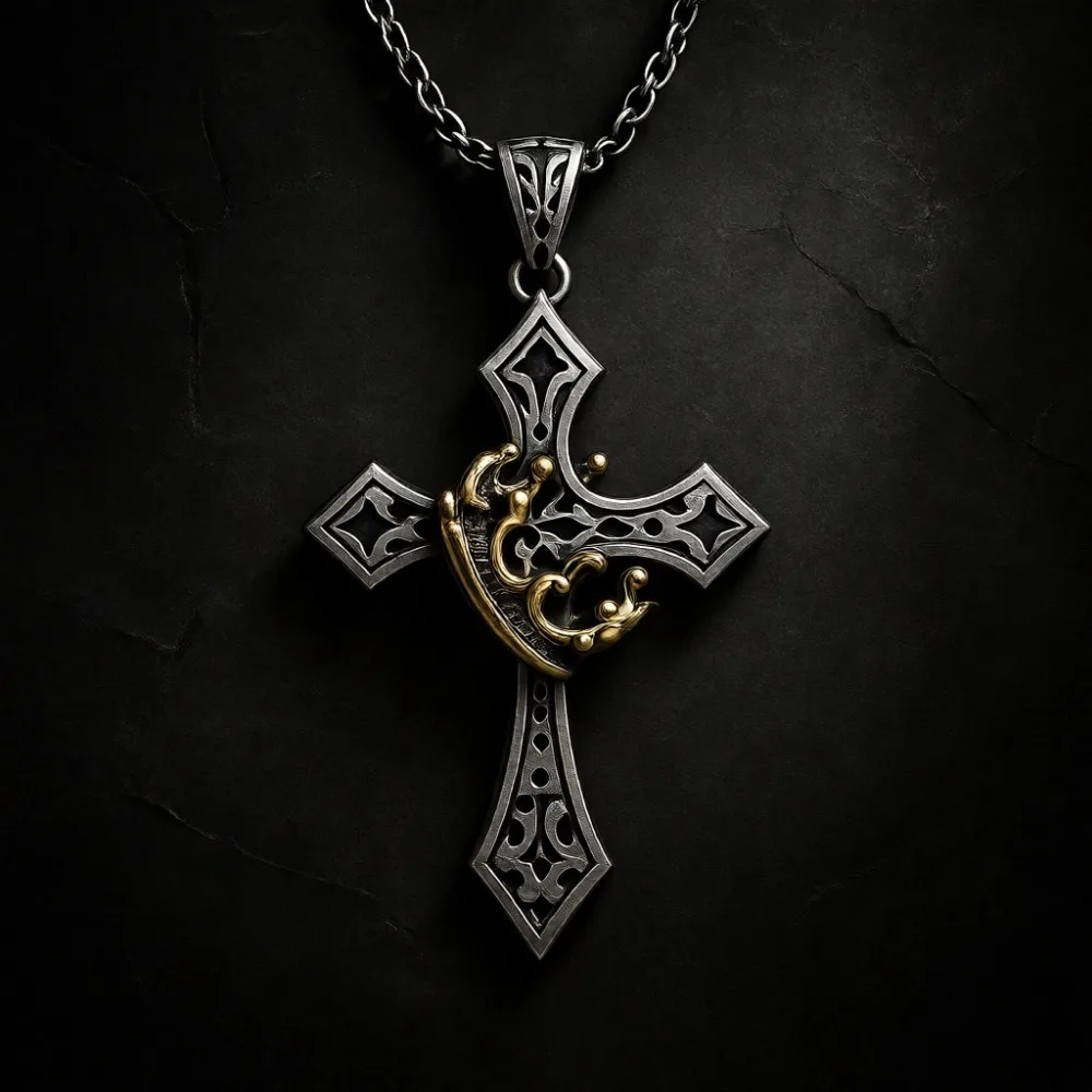 

Кулон-крест из стерлингового серебра 925 пробы в ретро-стиле: Корона и распятие из шипов, цепочка с Иисусом Христом, ювелирное украшение для верующих