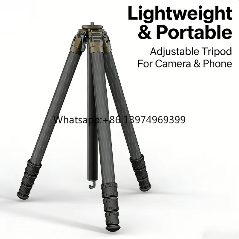Lightweight Carbon Fiber Tactical Travel Stand Ring Light Adjustable Telescopic Support for Digital DSLR Camera Phone