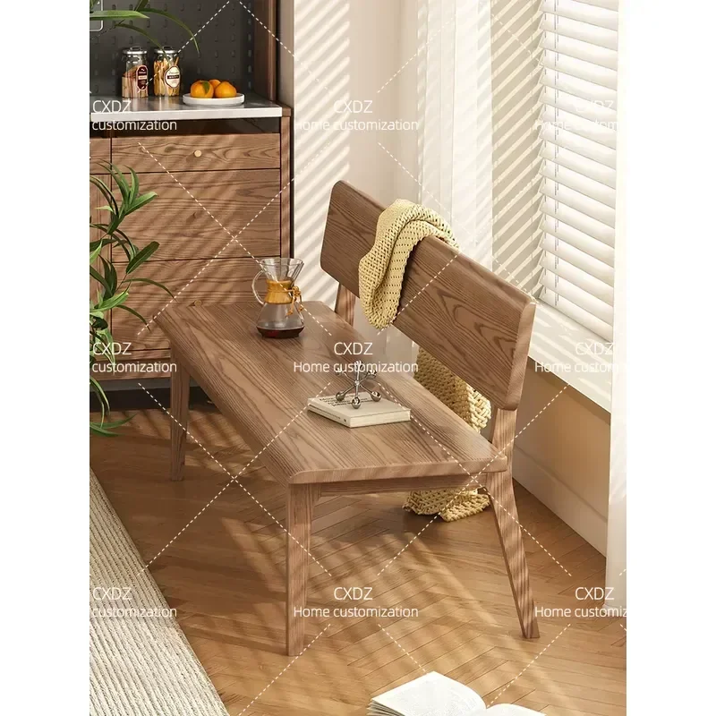 Nordic Solid Wood Bench Sofa Dining Chair Ash Wood Log Bench for Master Bedroom Bedside Small Sofa