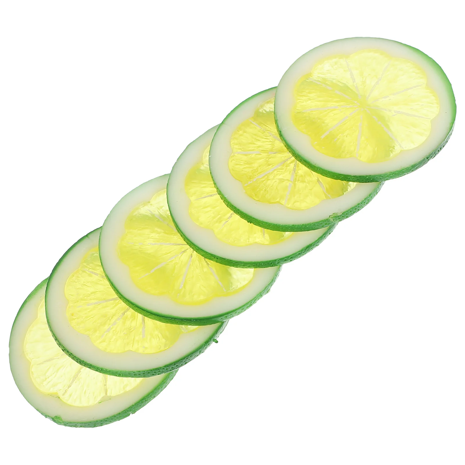 6 قطع شرائح الليمون النابضة بالحياة الفاكهة الاصطناعية البلاستيكية الديكور حزب الجدول المركزية التصوير الدعائم ديكور غرفة مكتب المنزل