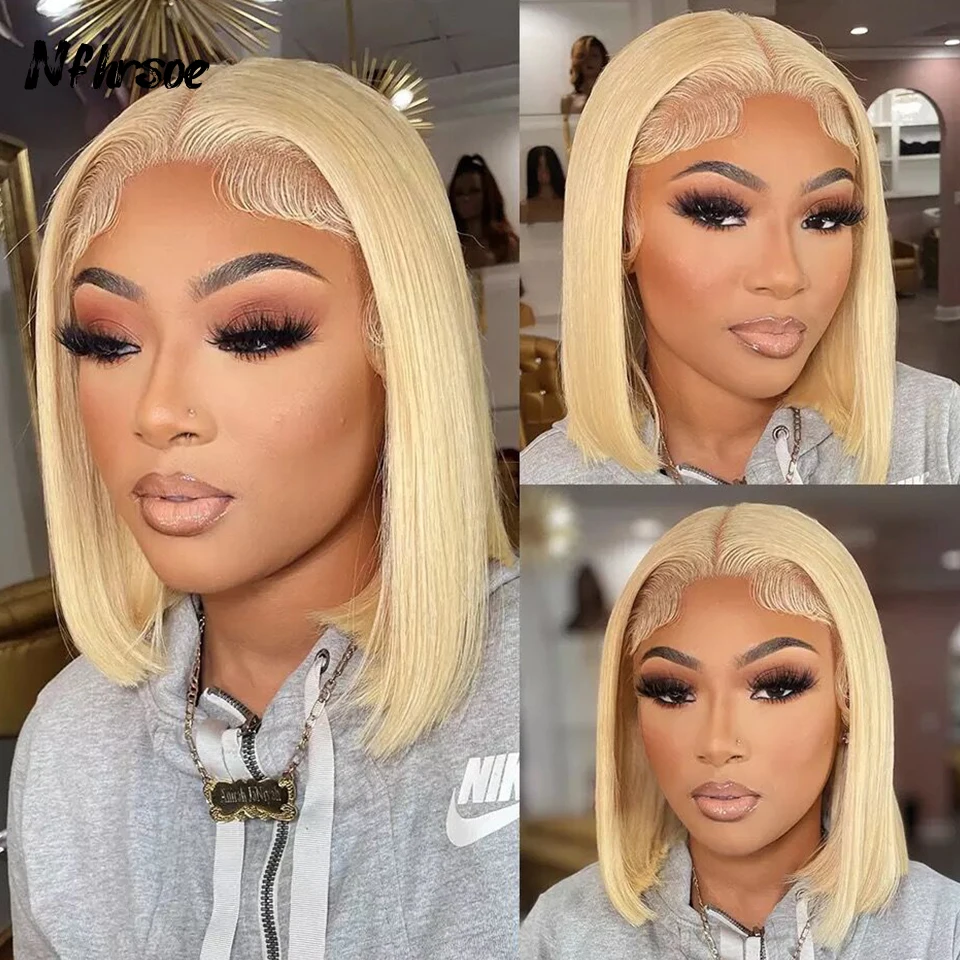 

613 Блондинка Боб Парик Человеческие Волосы Прямые 13x4 13x6 Hd Парики Фронта Шнурка 200% Плотность Блондинка 613 Парик Человеческих Волос Короткие Боб Парики