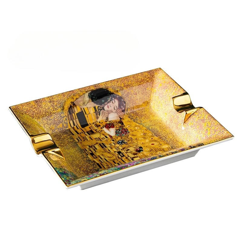 

European bone china cigar ashtray retro creative personality home ceramic cigarette disc decoration gifts world famous painting