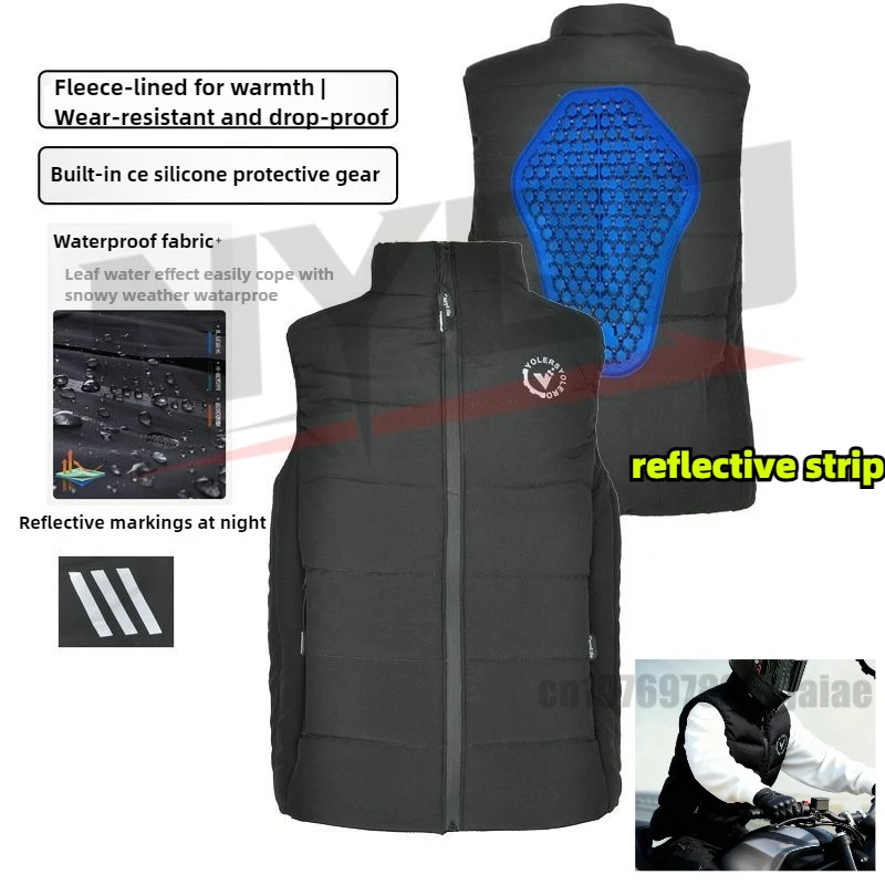 VOLERO Winter Motorcycle Vest Waterproof Windproof Thick Wool Lined Riding Jacket for Men Women