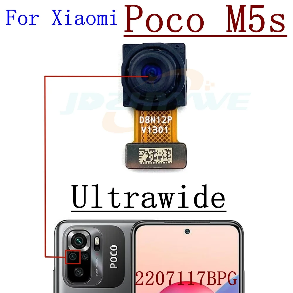 Front Back Main Camera For Xiaomi Poco M5s 2207117BPG Frontal Selfie Facing Rear Big Camera Flex Cable Replacement Part