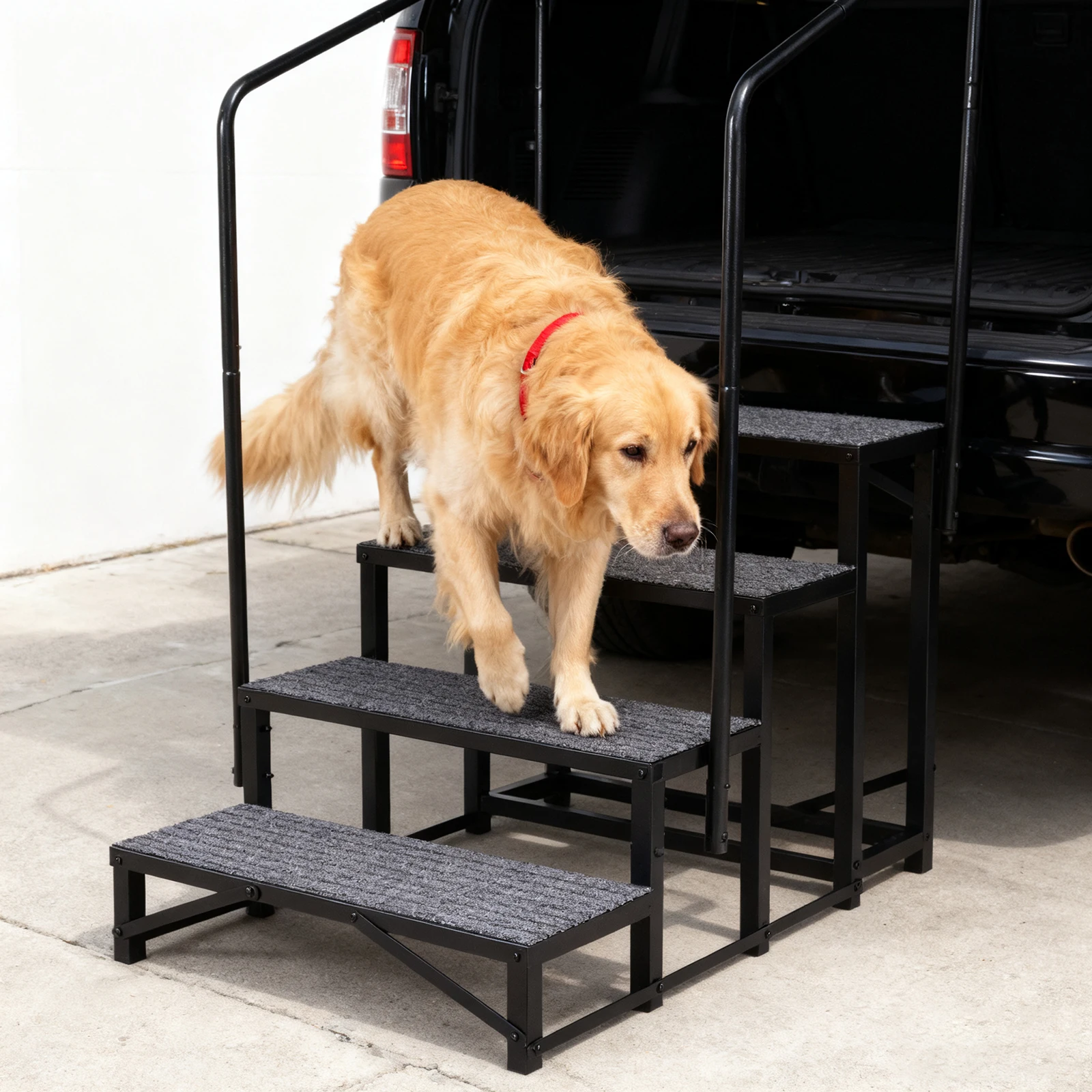 Home Mobile Stairs, Heavy Duty Stairs, RV Steps Spa Steps with Handrail, 4 Step Ladder, Suitable for Mobile Home, Spa, and Porch Access