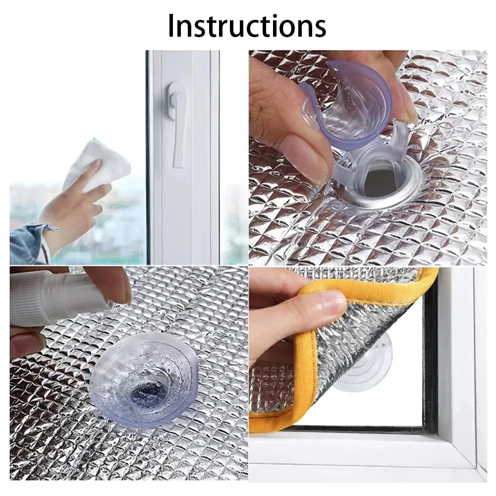 Blackout Insulationh Film Aluminum Foil Sun Shade House Window Heat Films With Suction Cups Summer Anti-UV Curtain Screen Pads