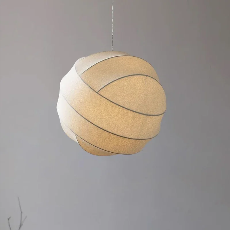 

Modern Wabi Sabi Silk Pendant Chandeliers Lighting Living Dining Room Bedroom Homestay Fabric Decoration Suspension Hanging Lamp