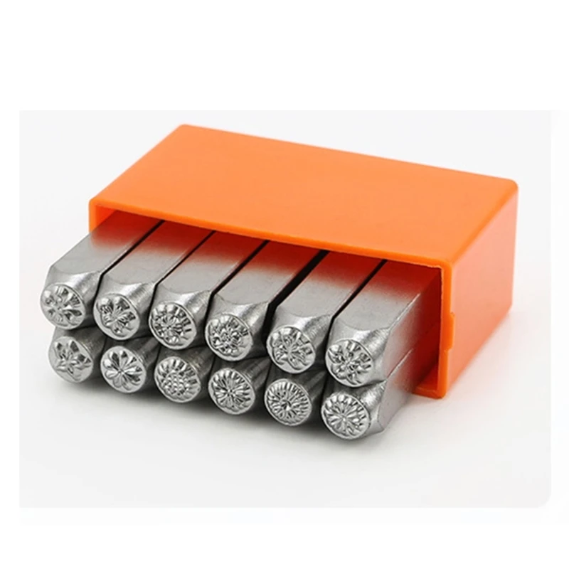 12Pcs Flower Metal Set 3MM 6MM (1/8” 1/4”) Steel Stamping Tool for Stamping Metal Leather Jewelery Making