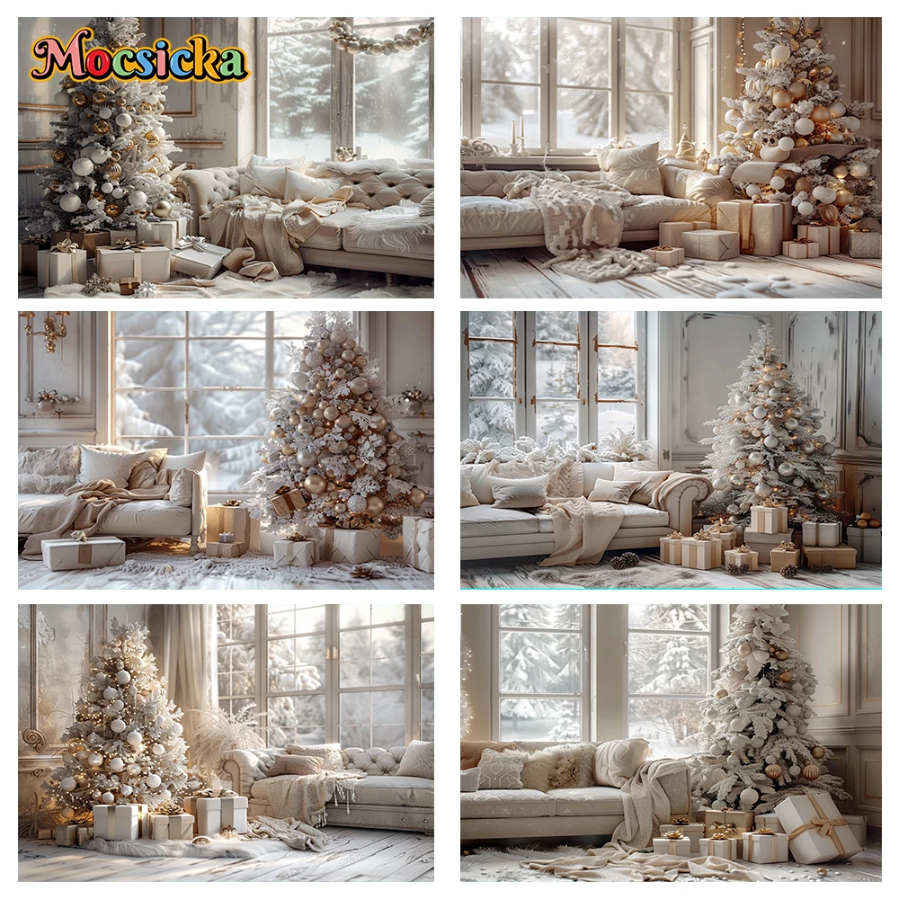 

Mocsicka Christmas Winter Photography Background Gorgeous Xmas Tree Decoration Holiday Party Family Kids Photo Backdrops Studio