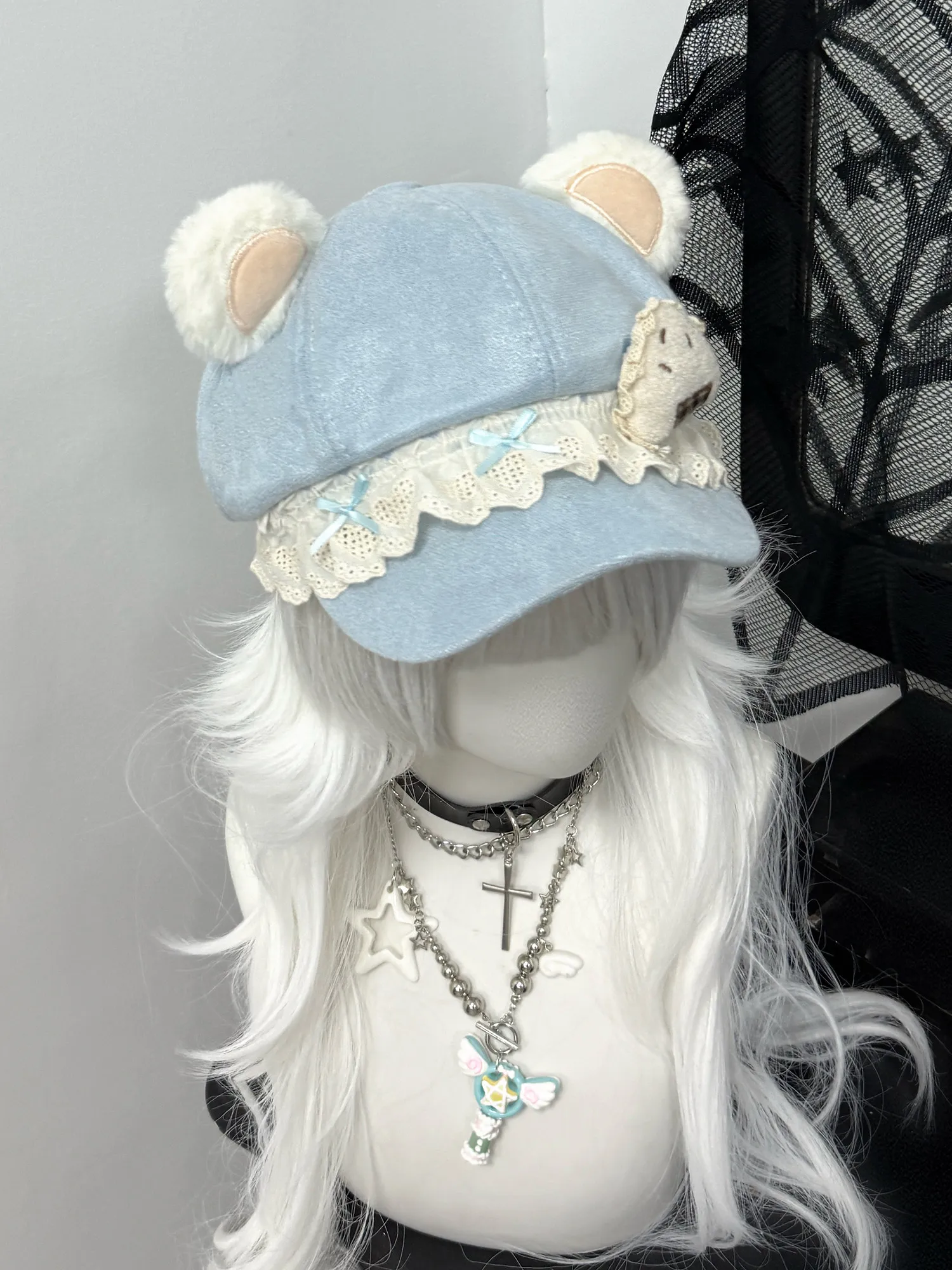 Original Blue Mouse Hat Subcultural Beret Female Japanese Versatile Cute Octagonal Hat