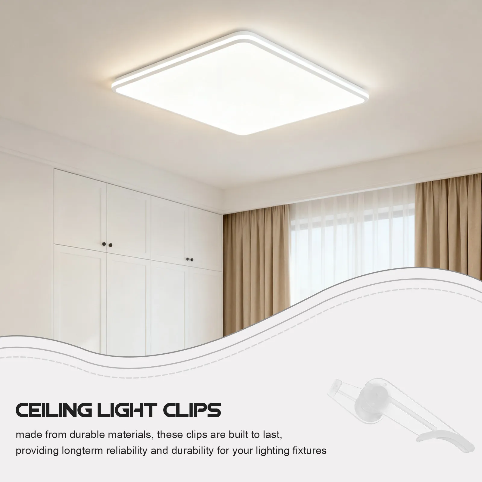 100Pcs Ceiling Light Shade Clips Plastic Fixed Buckle Mounting Brackets for Lamp Shade Holders Universal Flush Mount Lighting