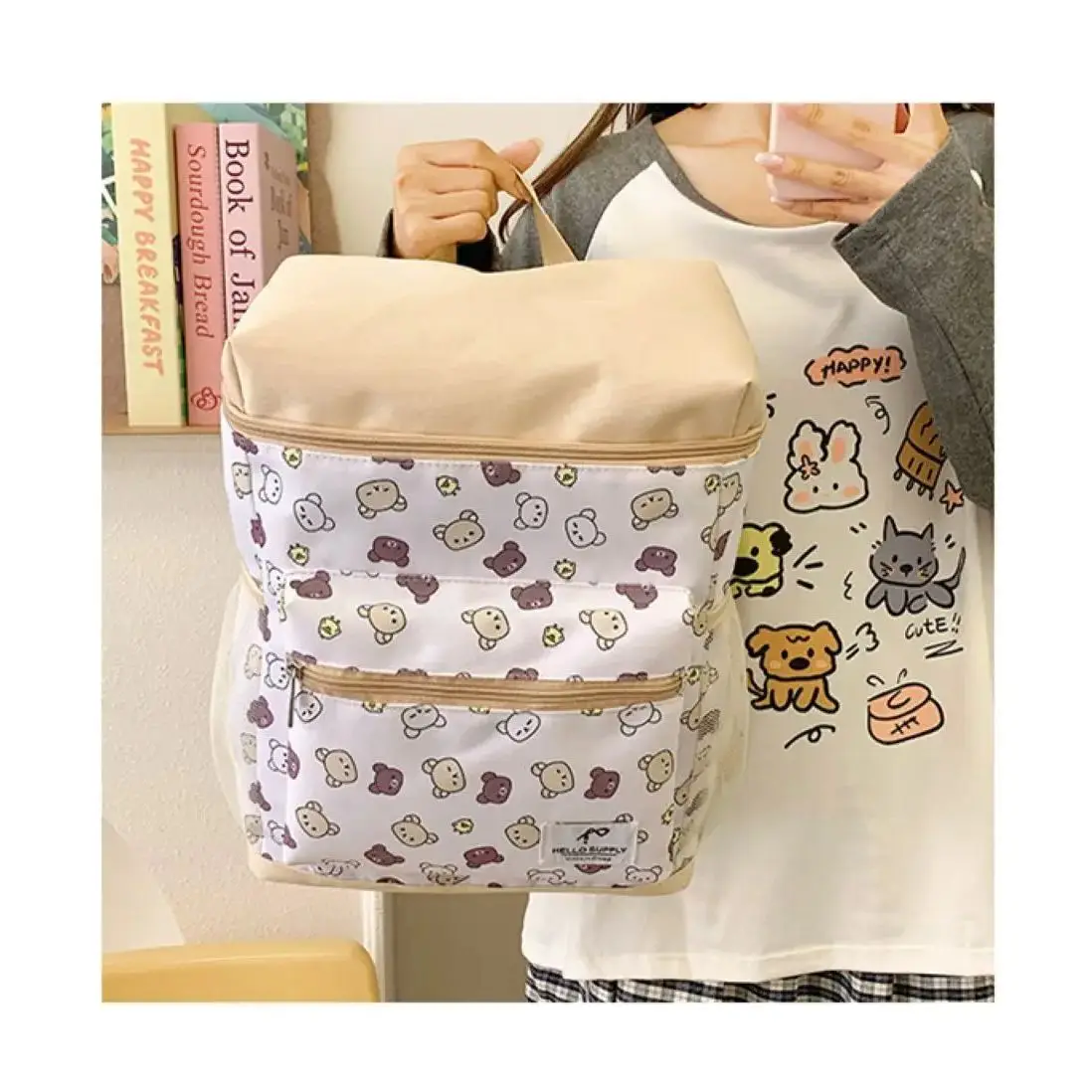 กระเป๋าเป้สไตล์เกาหลีแบบใหม่ กระเป๋านักเรียนอเนกประสงค์ กระเป๋าผู้หญิง กระเป๋าเป้เดินทาง กระเป๋าสะพายหลังสำหรับเดินทางไปทำงานทุกวัน น่ารัก น้ำหนักเบา