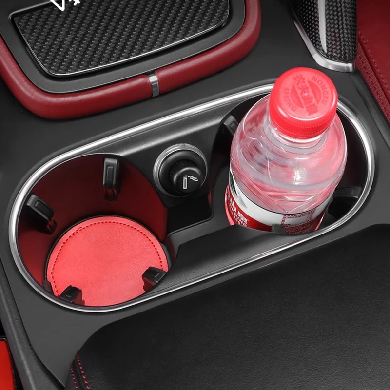 Car Leather Center Console Cup Holder Mat For Porsche Cayenne 958 Macan Panamera Interior Modification