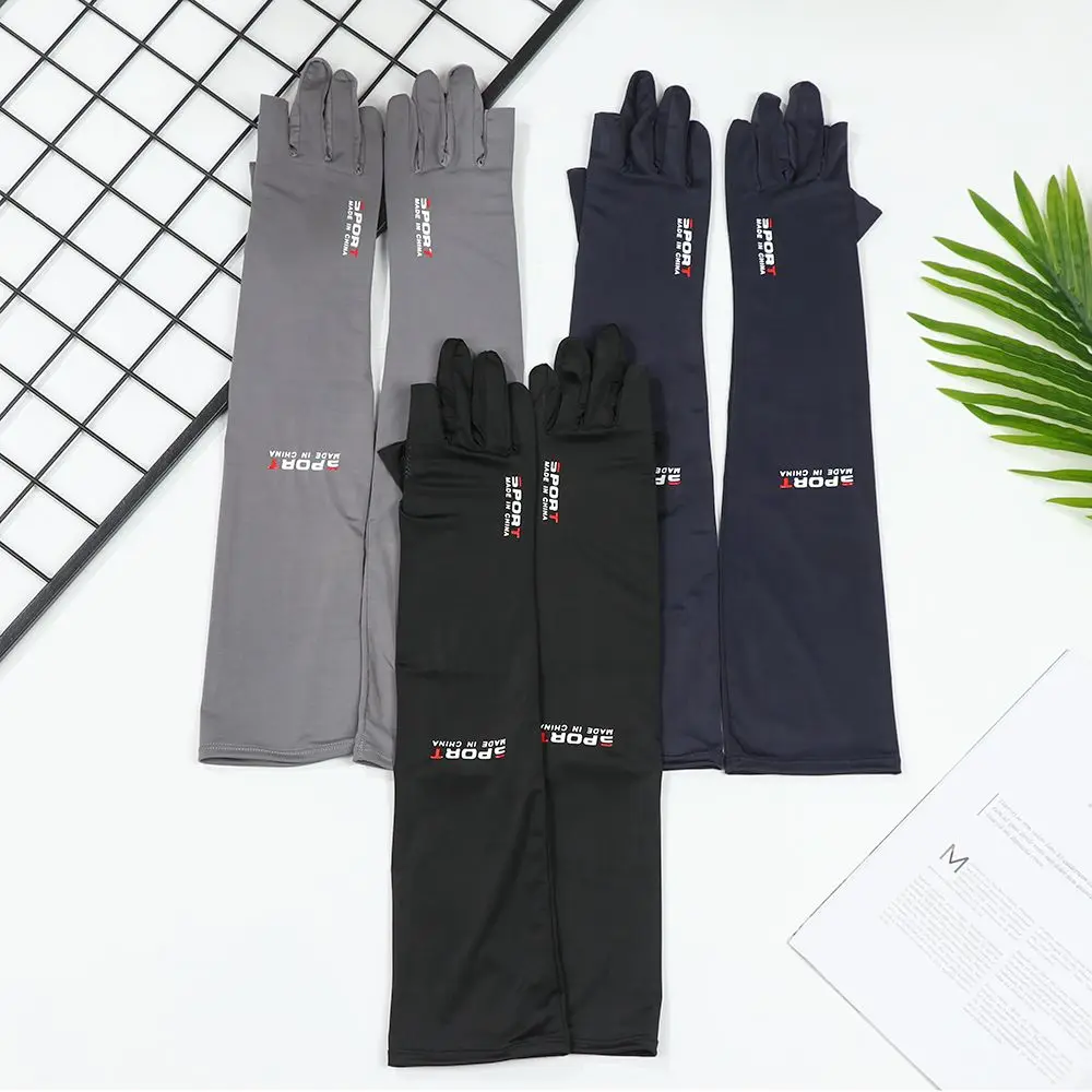 Two/Five-fingers Breathable Ice Arm Sleeves Outdoor Sport Sun Protective Arm Warmer Riding Running Cool Silk Arm Sleeve