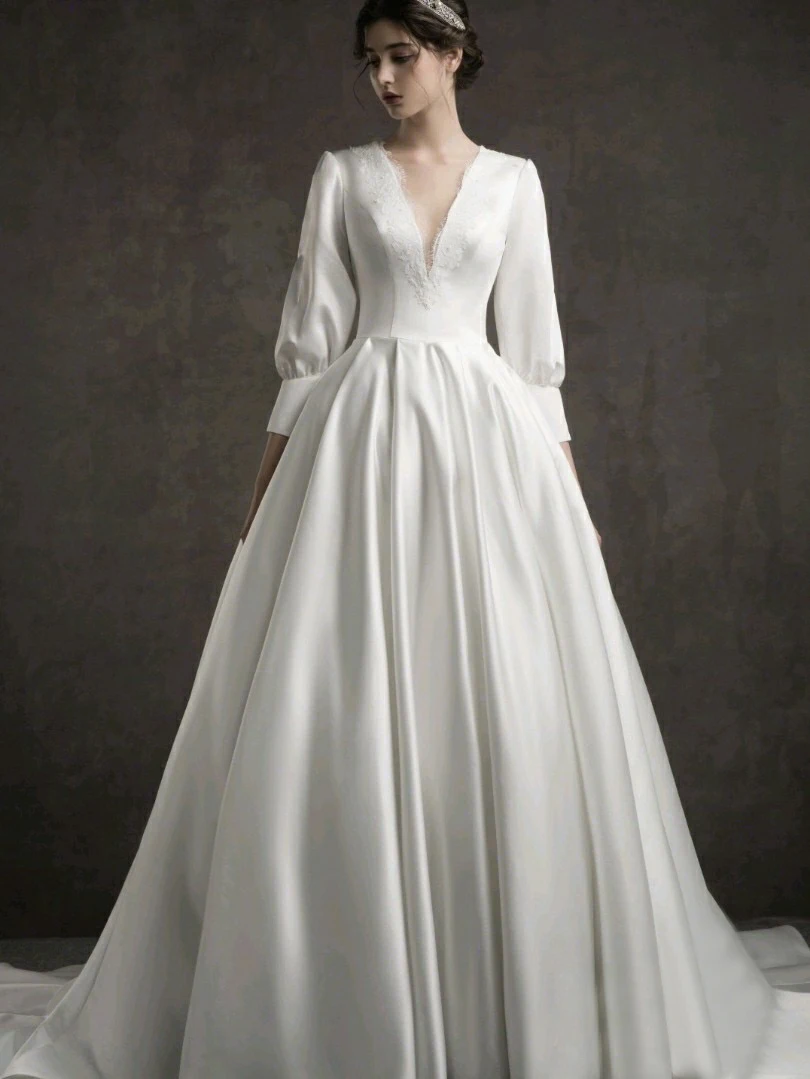 

Vestidos de novia elegantes de encaje brillante, аппликации con cuello en V, diseño de estampado Sexy, платья de novia de corte