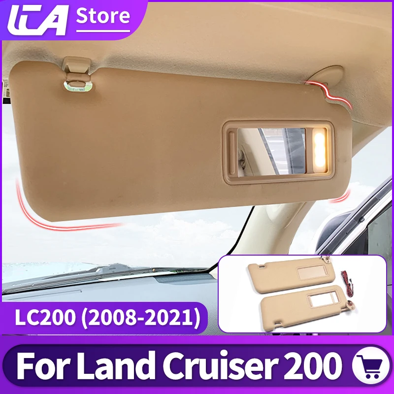 For 2008-2021 Toyota Land Cruiser 200 Modified Sun Visor Windshield Main Co-Pilot Cosmetic Mirror LED Light Original Accessories