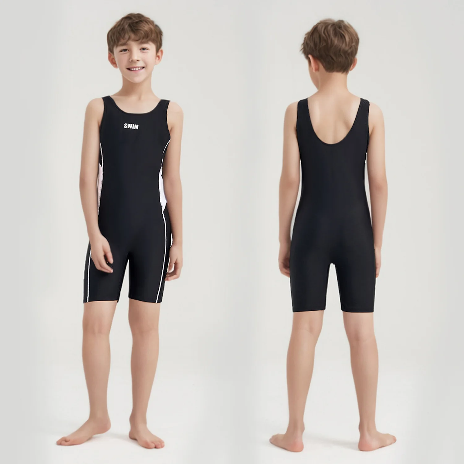 

Children's one-piece swimsuit boys' professional training vest boxer shorts swimsuit sports professional swimming pool swimsuit