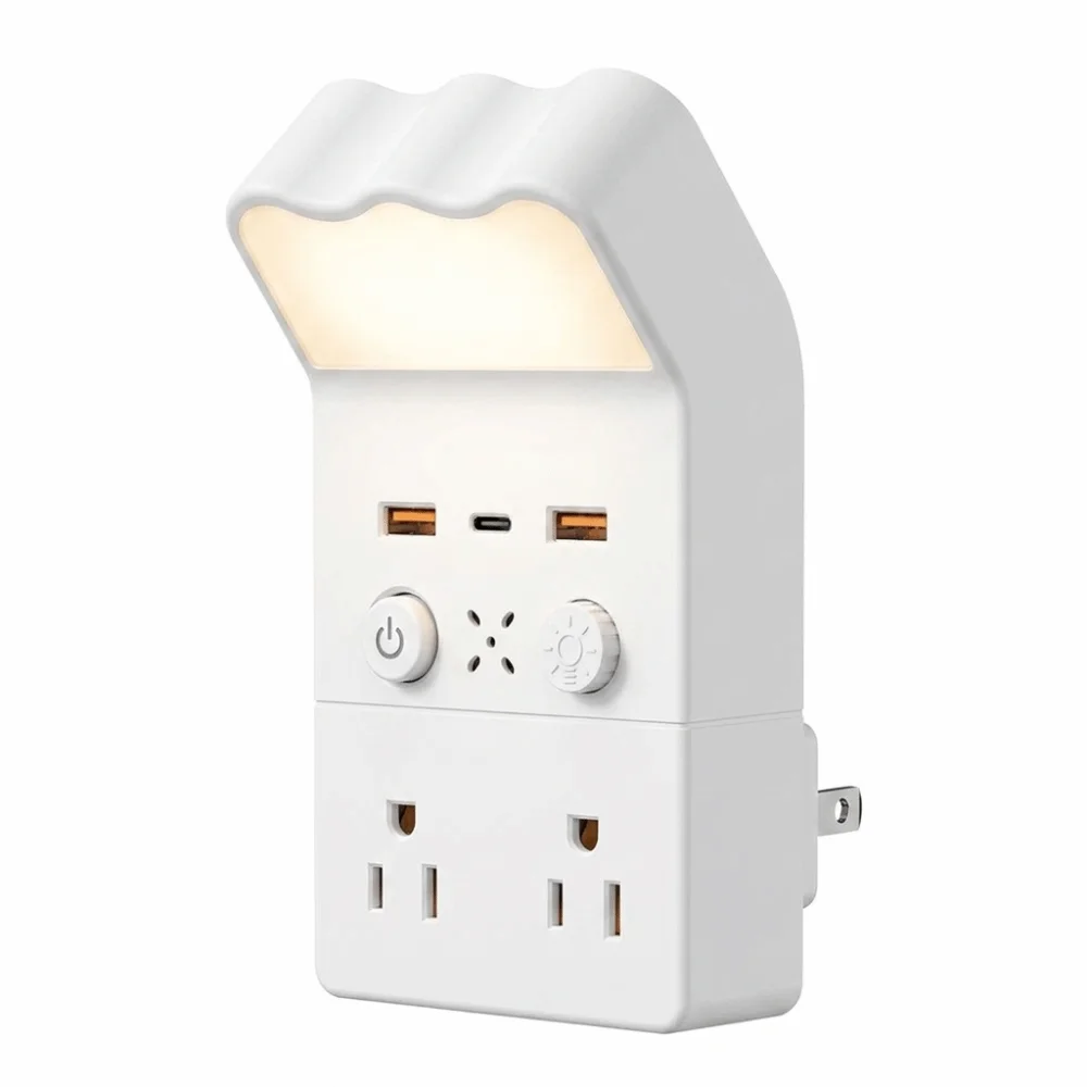 USB Quick Charge Smart Remote Night Light LED Night Light Flame-Retardant Plastic Wall Socket Plug-and-Play Installation
