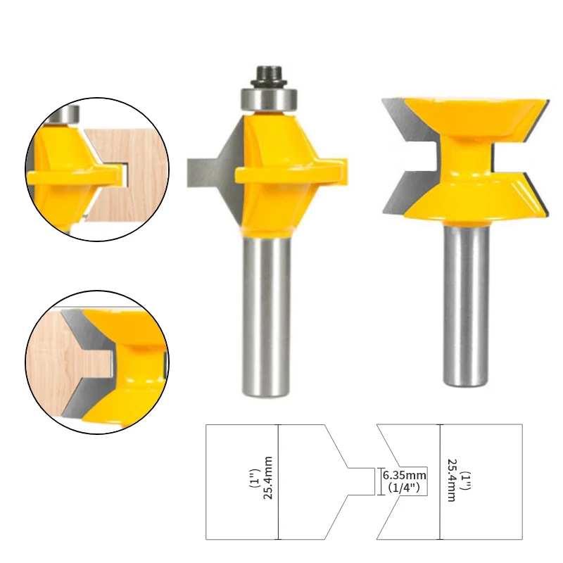 YUSUN 2PCS 120° Edge Banding Assembly Router Bit Woodworking Milling Cutter For Wood Tools