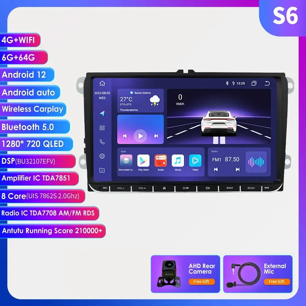 Android Auto Radio Voor Vw Golf 5 Polo Sedan Passat B6 Cc Radio Touran Scirocco Caddy Jetta Skoda Seat Auto Multimedia Audiospeler