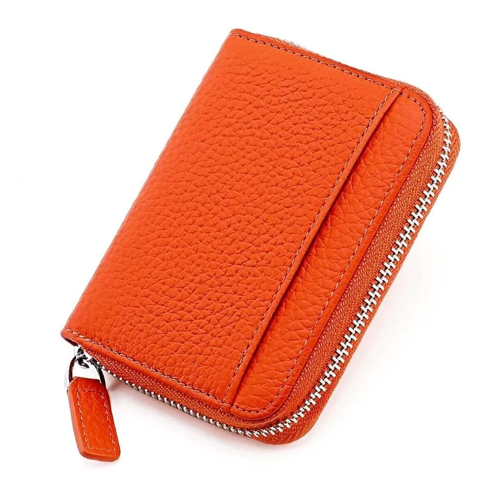 

Thin RFID Protection Wallet Leather Anti-splash Water Organ Coin Purse Antimagnetic Multiple Card Short Portable Card Bag Work