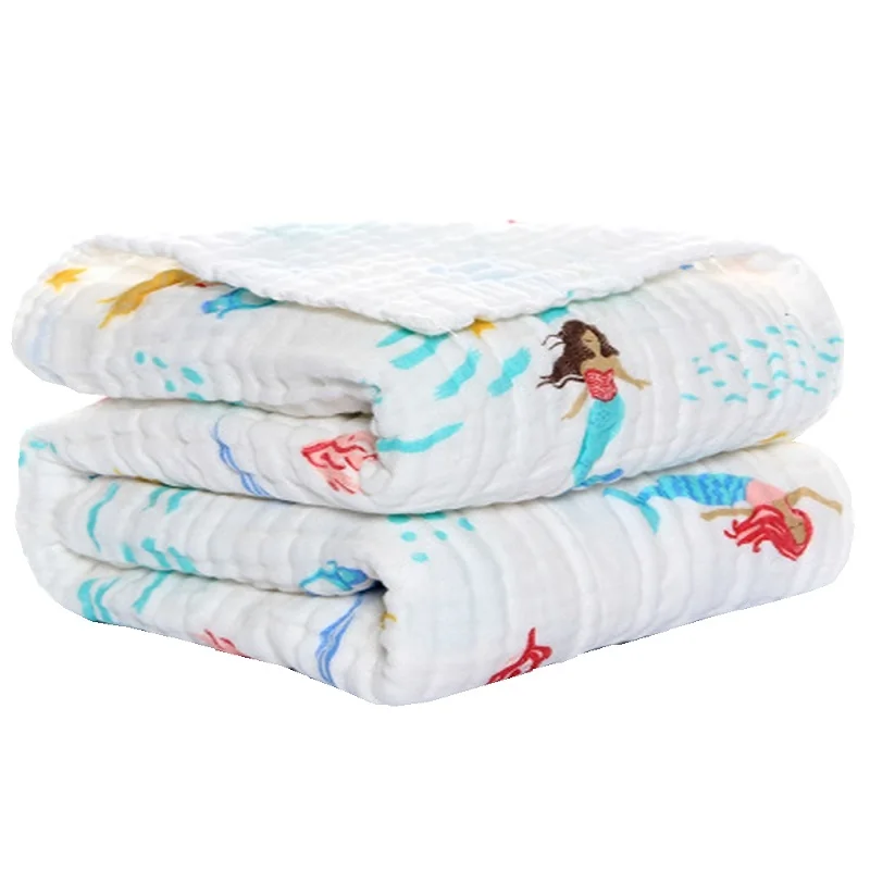 Sechslagige, weiche Baby-Musselin-Decke aus 100 % Baumwolle, leichte, atmungsaktive Pucktuch-Empfangsdecke für Neugeborene