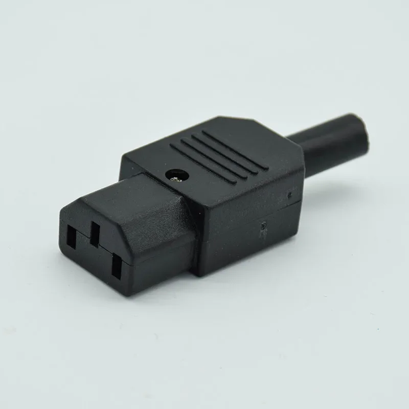 C13 C14 3 pin AC Socket IEC Straight Cable Plug Connector  10A 250V Black female&male Plug Rewirable Power Connector