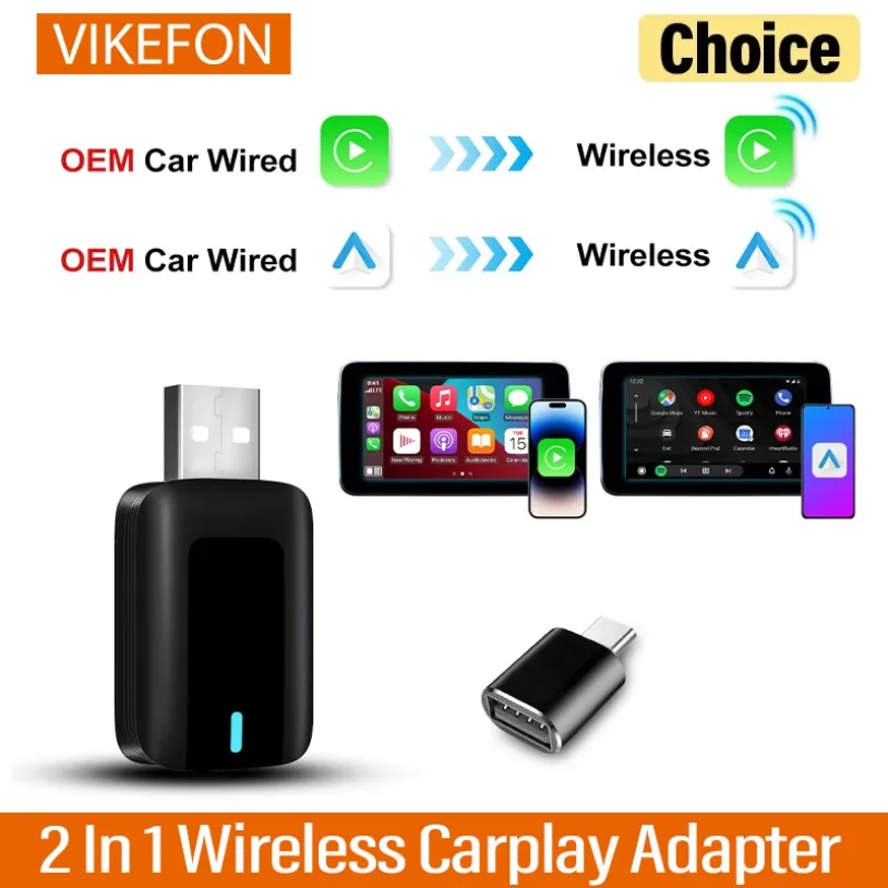 New Mini Wireless Android Auto Adapter Carplay Smart Dongle Plug and Play For Seat Alhambra Leon Toledo Ateca Arona Tarraco