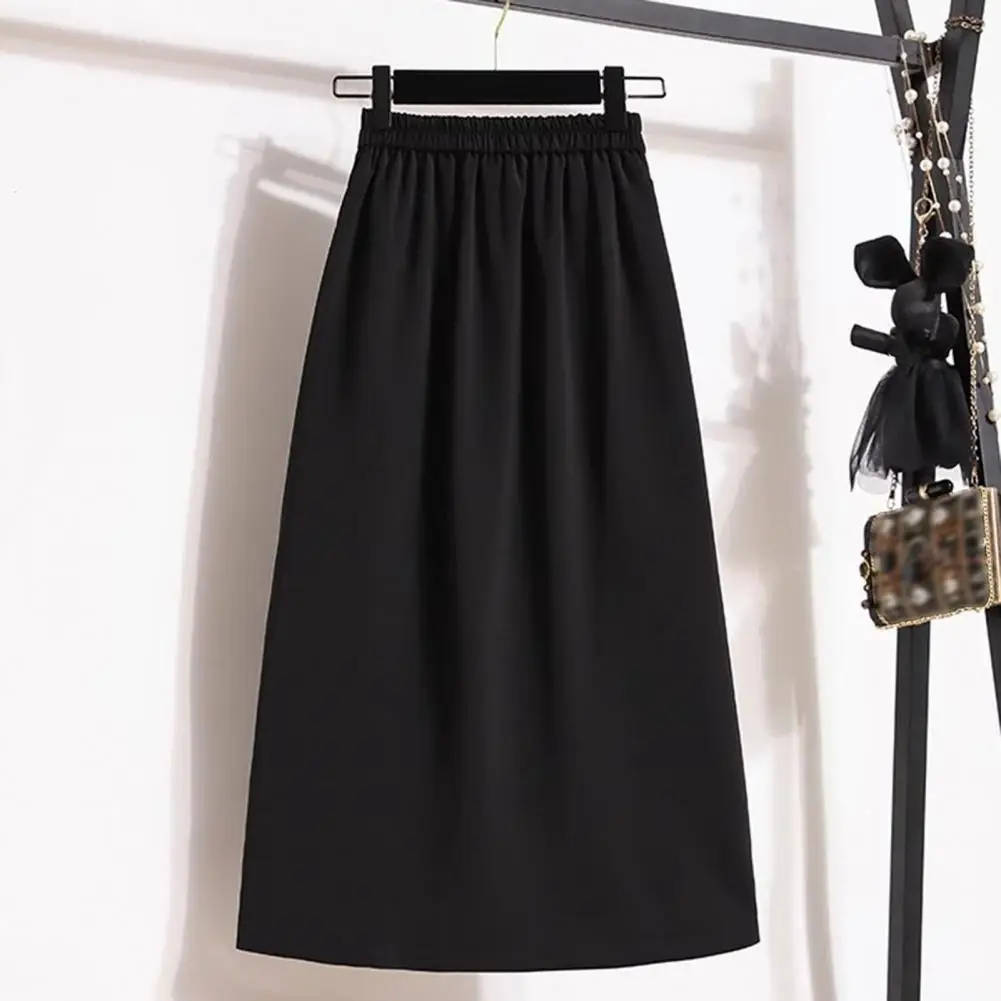 

Comfortable Skirt Stylish Women's Midi Skirts High Waist A-line Design Side Slit Shirring Hip Wrapped Work Leisure for Daily