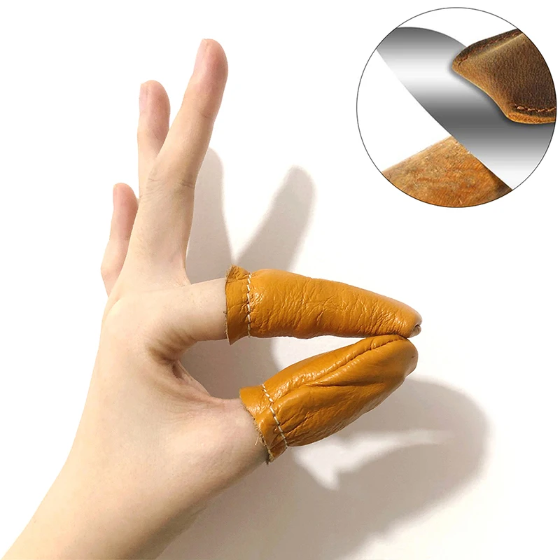 2Pcs Safe Leather Needle Felting for Thumb Index Finger Protector Thimble Protection Guard Hand Craft Embroidery Tool