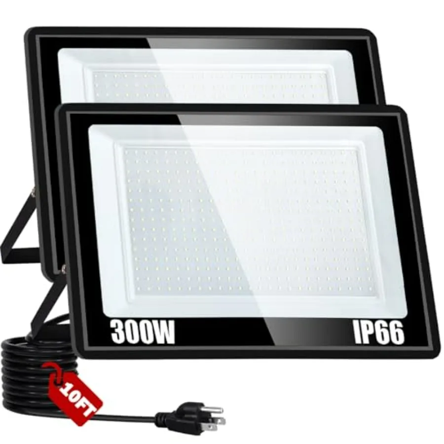 

Светодиодный прожектор 300 Вт, 36000 лм, с вилкой, IP66, водонепроницаемый, для наружного освещения, 5000K, дневной белый свет, для двора, стадиона, гаража