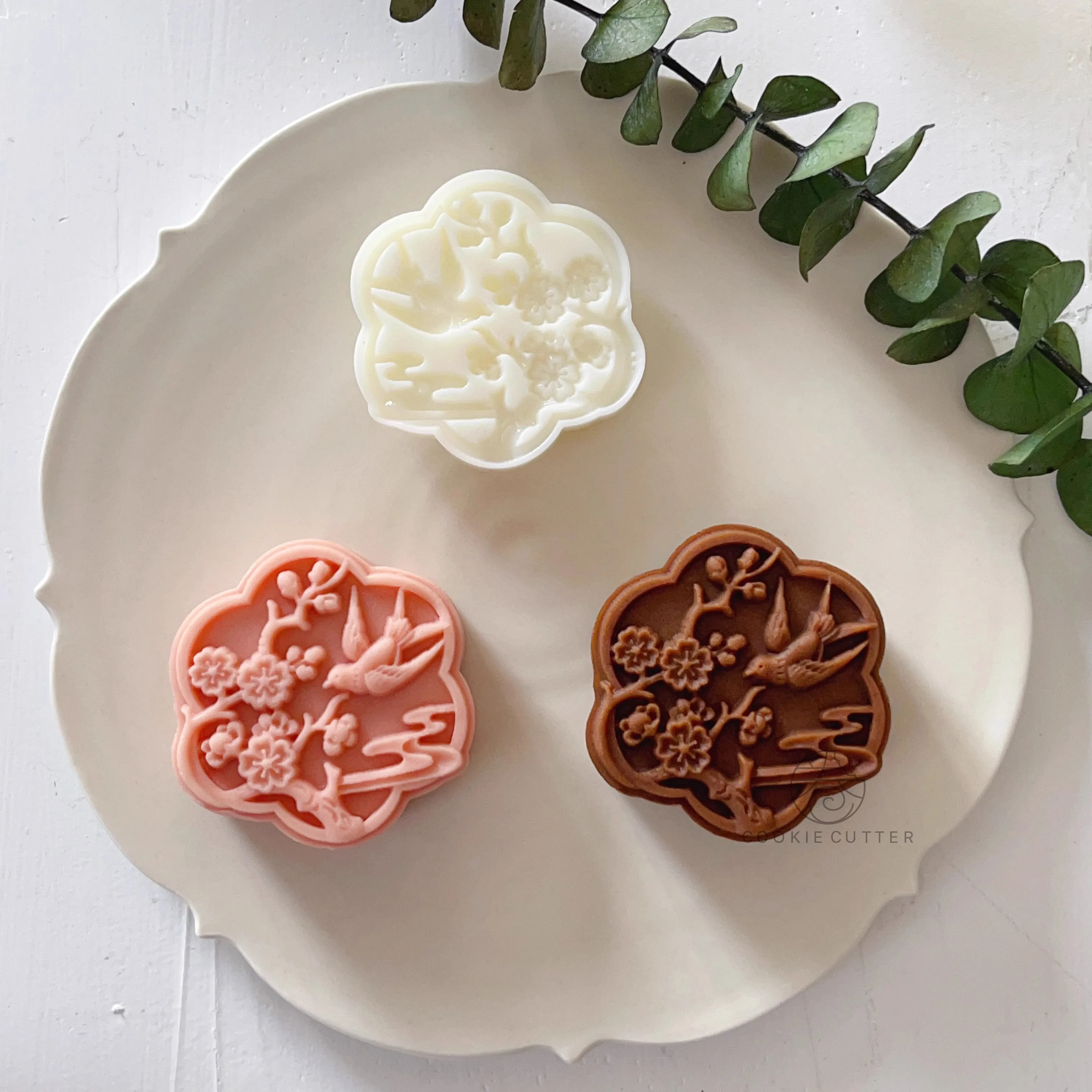 75g Mooncake Frame Moulds Chinese Magpie Plum Flower Tree Cookie Stamp Traditional Pastry Household Tensils  kitchen Mung Bean