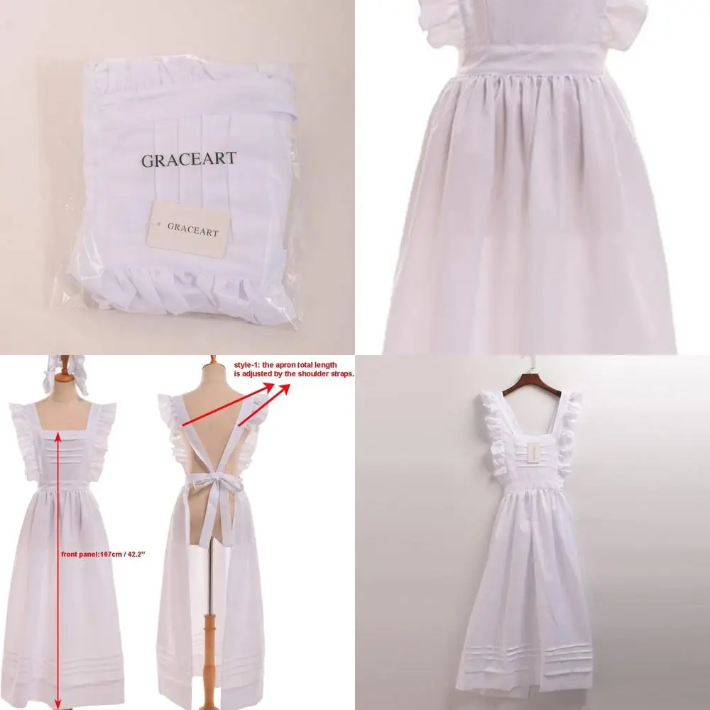 

Фартук горничной в викторианском стиле с чепчиком — колониальный крестьянский дизайн прерия