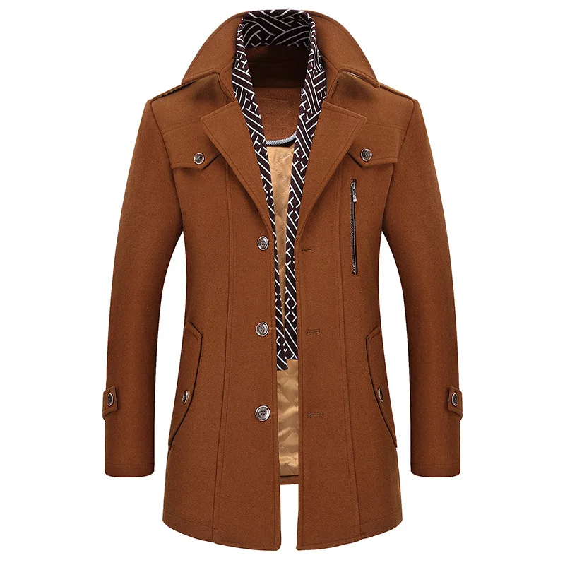 Men Blends Jacket Solid Wool Single Breasted Spliced Cardigan Loose Fit Outerwear Long Sleeve Turn Down Collar Casual 2025