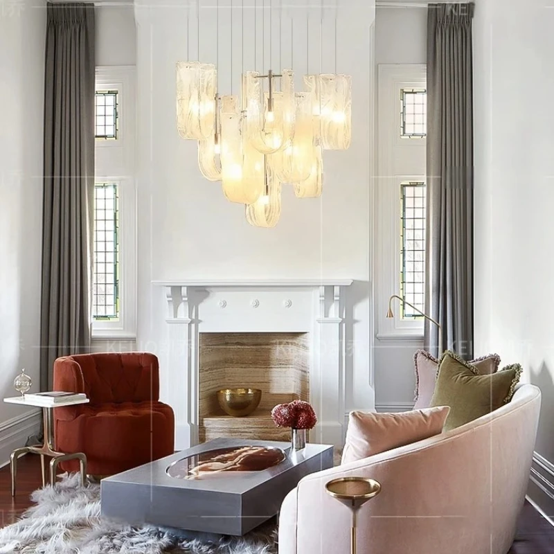 

Modern High-end Luxury LED Chandelier Italian Art Cream Glass Pendant Light Home Room Decoration for Bedroom Living Lamp Fixture